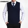 COODRONY Arrival Solid Color Sweater Vest Men Cashmere Sweaters Wool Pullover Men Brand V-Neck Sleeveless Jersey Hombre 210818