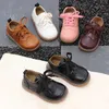 Angleterre Cuir Enfants Garçons École Nouvelles Filles Robe Printemps Bébé Enfants Noir / Marron / Rose Chaussures Souples 210306