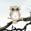 Gold Owl Brooch Breastpin Animal Crystal Blue Eye Brooches Pins Women Men Fashion Jewelry Will and Sandy