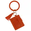 Kimter PU -handväska Key Chain Armband bilväska Tassel Leopard tryckt Bangle Wristlet Card Wallet Keychains -armband Keyring DHL1133377