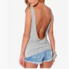 Women's T-Shirt Sellers Casua In 2022 Deep V At Back Spring And Summer Sexy Open Slim Stretch Cotton Vest 202214