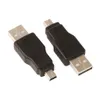 Partihandel Svart USB 2.0 En Man till Mini 5 Pin Male Plug Coberpler Converter Adapter Connector