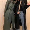 Trench da donna Cappotto lungo in pelle oversize per donna Manica risvolto Vestibilità ampia Autunno Nero Taglie forti Abbigliamento Streetwear Impermeabile