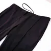 [DEAT] Black Slim Irregular High Waist Trousers Strap Drop Feeling Floor Pulling Split Straight Pants fit GX1214 211115