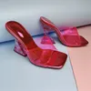 Moda Damskie Buty Przezroczyste PVC Block Obcasy Crystal Clear Heeled Sandals Otwarty Platforma Platforma Luksusowy Chunky Black Girl Slipper Y1120