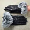 Casual Women Leather Gloves Winter Plush Warm Mittens Ladies Tjock Fårskinn Touch Screen Glove