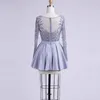 Fashion Celebrity Cocktail Dress Sequined Long Sleeve Homecoming Short Prom Crows