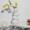 Creative White Egg Shape Flower Vase Ceramic Decorative Art Filler Tabletop Container Nordic Home Office Collectibles Decor 210610