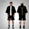 Tokyo Revengers Cosplay Umhang Anime Schwarz Weiß Top für Sommer Hanagaki Takemichi Ken Ryuguji Haori Kimono T-shirt Männer Kurzarm Y0903