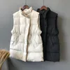 Gilets pour femmes Col montant pour femme Épais Gilet d'hiver Femme Vêtements 2022 Veste chaude sans manches Cordon de serrage Gilet matelassé Femme vers le bas