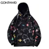 GONTHWID Japanese Anime Graffiti Print Hooded Sweatshirts Streetwear Hip Hop Harajuku Casual Pullover Hoodies Mens Fashion Tops 201201