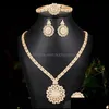 Boucles d'oreilles Collier Bijoux Ensembles Blachette Marque Trendy Luxe Cz Rond Pendentif Bracelet Bague Ensemble Pour Les Femmes Scène Banquet De Mariage Drop Livrer