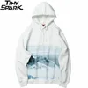 Män Hip Hop Hoodie Sweatshirt Streetwear Snö Mountain Print Pullover Harajuku Bomull Casual Hooded Hoodie Sweat Shirt Vit 211014