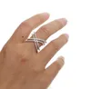 Doble banda cz criss cross X anillo de compromiso de boda plata de ley 925 mujeres joyería de dedo completo plata color oro rosa 2103108577559