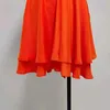 Fabpop Hollow Out Mini Dress Kvinnor O Neck Kort Lykta Ärm Hög Midja Lace Up Bowknot Orange Klänningar Kvinna GB070 210709