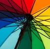 50pcs Arcobaleno Ombrello Manico Lungo 16K Dritto Antivento Colorato Pongee Ombrelli Donna Uomo Sunny Rainy-Umbrella SN2923