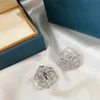 2022 Brand Pure 925 Srebrne kolczyki Rose Flower Cute Studs Kolczyki Diamond Fine Luksusowa marka Najwyższa jakość Lady9616296