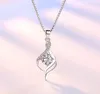 S925 Sterling Silver hänge Halsband Lila Cubic Zirconia Charms Halsband Partihandel