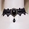 Gothic Spets Smycken Halsband Krage Choker Halloween Retro Vintage Chain Vampire Party 2022 Brons Sten Pärlstav Goth Victorian Black Crystal Unik present