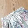 Moda Baby Tie Dye Ubrania Zestaw Z Łuki Dla Dziewczyn Malówka Błyszczący Kolor T-Shrit i Spódnica 2 sztuk Outfit Dzieci 210529