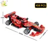 HUIQIBAO City Runabout Racing Open Car Speed Champions Building Blocks Sport Formula Car Pull Back Vehicle Bricks Toys Children X0902