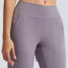 Elastik Lulu Cep Yoga Tozluk Pantolon Demet Ayakları ile Pantolon Capris Düz Renk Çalışan Fitness Spor Kıyafetleri Kadın Spor Joggers