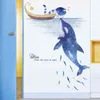 Creative Cartoon Sea Cat Dolphin Självhäftande väggklistermärkear Barnrum Inredning Vardagsrum Bakgrund Klistermärken Heminredning 211112