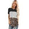 Leopard Spliced ​​Tops Kvinnor Färg Block Cut Sy O-Neck Kortärmad Casual T Shirt Sommar Loose Ladies Tshirt Plus Size 210526