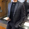 Chaqueta de traje de traje de blazer masculino elegante con blazer a cuadros vintage