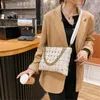 Bolsos de hombro tipo bandolera de cuero de alta calidad con diseño de tejido para mujer, nueva cadena de moda 2021, bolsos de mano para mujer