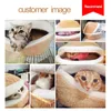 HOOPET Ciepły kot łóżko dom Hamburger łóżko Demontrolność Wiatroszczelna Pet Puppy Nest Shell Horing Burger Bun Do Winter 210713