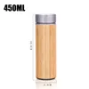 360 ml 450 ml Bamboe Travel Thermos Cup Rvs Waterfles Vacuümflessen Geïsoleerde Thermos Mok Thee Bardak Cups RRA9154