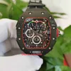 Perfekte Versions Uhren 50mm x 44 mm R M 50-03 McLaren F1 Skelett Carbonfaser Schwarz Gummi-Gummi transparent mechanische automatische Herren Watch Men Arms