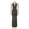 Strass backless sexy pailletten jurk vrouwen kleding verjaardag glitter halter lange maxi elegant slank bodycon feest