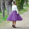 Modeste Lady Tulle Jupe Ruban Taille Élastique Sur Mesure Longueur Midi Violet Tulle Jupes Mi-mollet Jupe Pour Lady Femmes Vêtements 210310