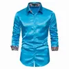 Chemises décontractées pour hommes LUCLESAM 2022 hommes mode Satin brillant soie robe chemise hommes Paisley poignets bouton à manches longues Camisas Para Hombre