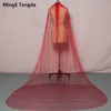 Mingli Tengda Red Cathedal Veil One warstwa czarny ślub z grzebieniem 3 m długości bridal różowy veu akcesoria x0726