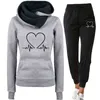 Vrouw trainingspak twee stuk set winter warme hoodies + broek truien sweatshirts vrouwelijke jogging vrouw kleding sport pak outfits 211116