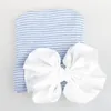 Säuglingskleinkind-Chiffon-Schleifen-Hut-Baby-Mädchen-große Bowknot-Kappen-Kind-Streifen-Strick-Baumwollhaube-Kind-Haar-Zusätze Foto-Requisiten