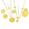 Ethiopian Trendy Jewelry Sets Gold Color Women Hair Chain Hair Stick Pendant Bangle Earrings Ring H1022