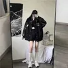 Ungdomskläder Kvinnors Koreanska Harajuku stiljacka överdimensionerad läder ren svart 210922
