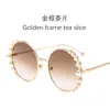 Lunettes de soleil 2021 Luxury Pearl Women Fashion Metal Frame Round Brand Designer Mirror Sun Glasses UV4006133065