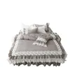 Bedding Set Queen Size 100%Cotton Korean Style Lace Skirt Pure Cotton clothes King housse de couette 210615