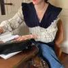 Elegance Fashion Retro Office Lady Striped Long Sleeves Sweet Girls Shirts Femme Casual Tops Clothe 210525