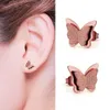 Stud Wholesale Fashion Jewerly Stainless Steel Rose Gold Butterfly Earrings For Women/girls/child Cute Insect Earring Brincos