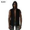 Men's Sweaters Sleeveless Hooded Cardigan Men Solid Color Coat Vest Jacket Zipper Hip Hop