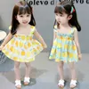 Принцесса платье с лимонным принтом без бретелек для подвески для девочек летнее платье детское платье детская одежда короткая детская юбка милая девочка G8623lz