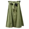 Mode coton genou-haute a-ligne jupe dame été coréen style décontracté style preppy solide taille haute jupe femmes 4790 50 210527