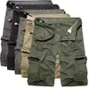 Mens Militares Carga Shorts Verão Exército Verde Algodão Shorts Homens Solto Multi-bolso Shorts Homme Casual Bermuda Calças 40 210720