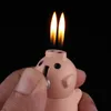 새로운 크리 에이 티브 컴팩트 작은 돼지 제트기 라이터 부탄 돼지 팽창 된 듀얼 노즐 무료 화재 라이터 바 금속 재밌는 장난감 없음 가스